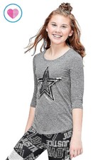 NWT Justice Girls Gymnastics Flip Sequin 3/4 Sleeve Tee Top 14/16