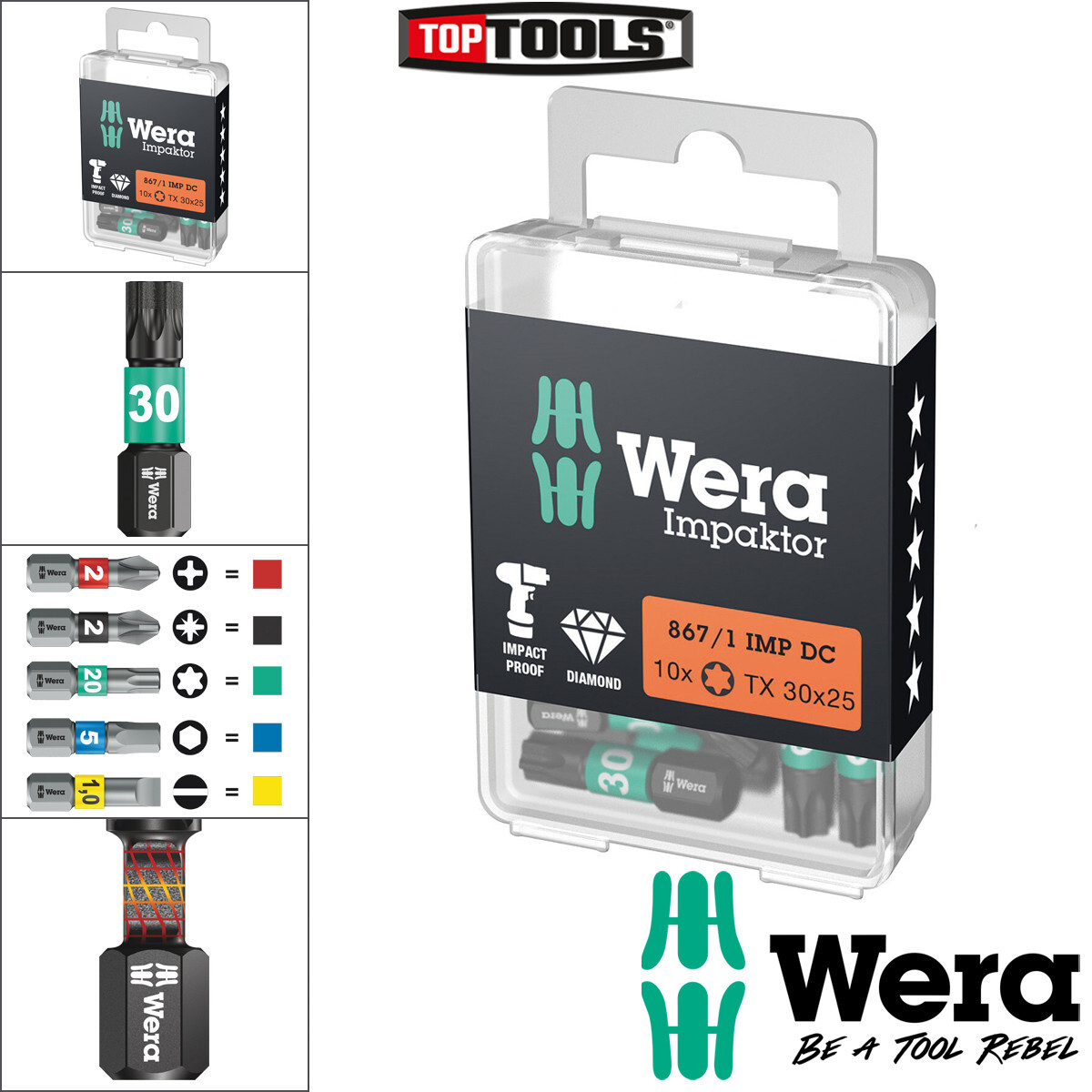 Wera 867/1 Impaktor Torx TX30 x 25mm Screwdriver Bit 05057626001 10 Pieces