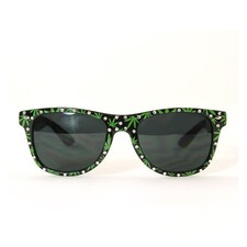 NEW VINTAGE SWAROVSKI ELEMENT CRYSTAL BLACK+GREEN CANNABIS LEAF SUNGLASSES-63269