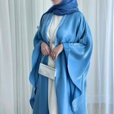 2 Piece Set Abaya Women Kaftan Muslim Loose Maxi Dress Dubai Turkey Batwing Robe