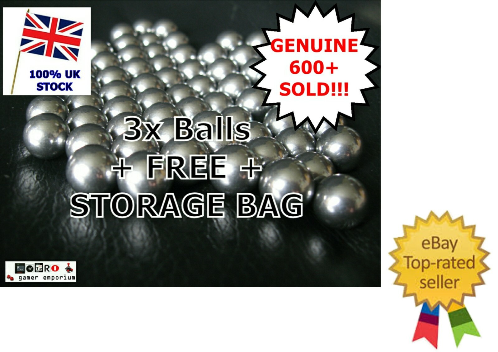 SCREWBALL SCRAMBLE Ball 3x Replacement Metal Steel Ballbearing +BAG