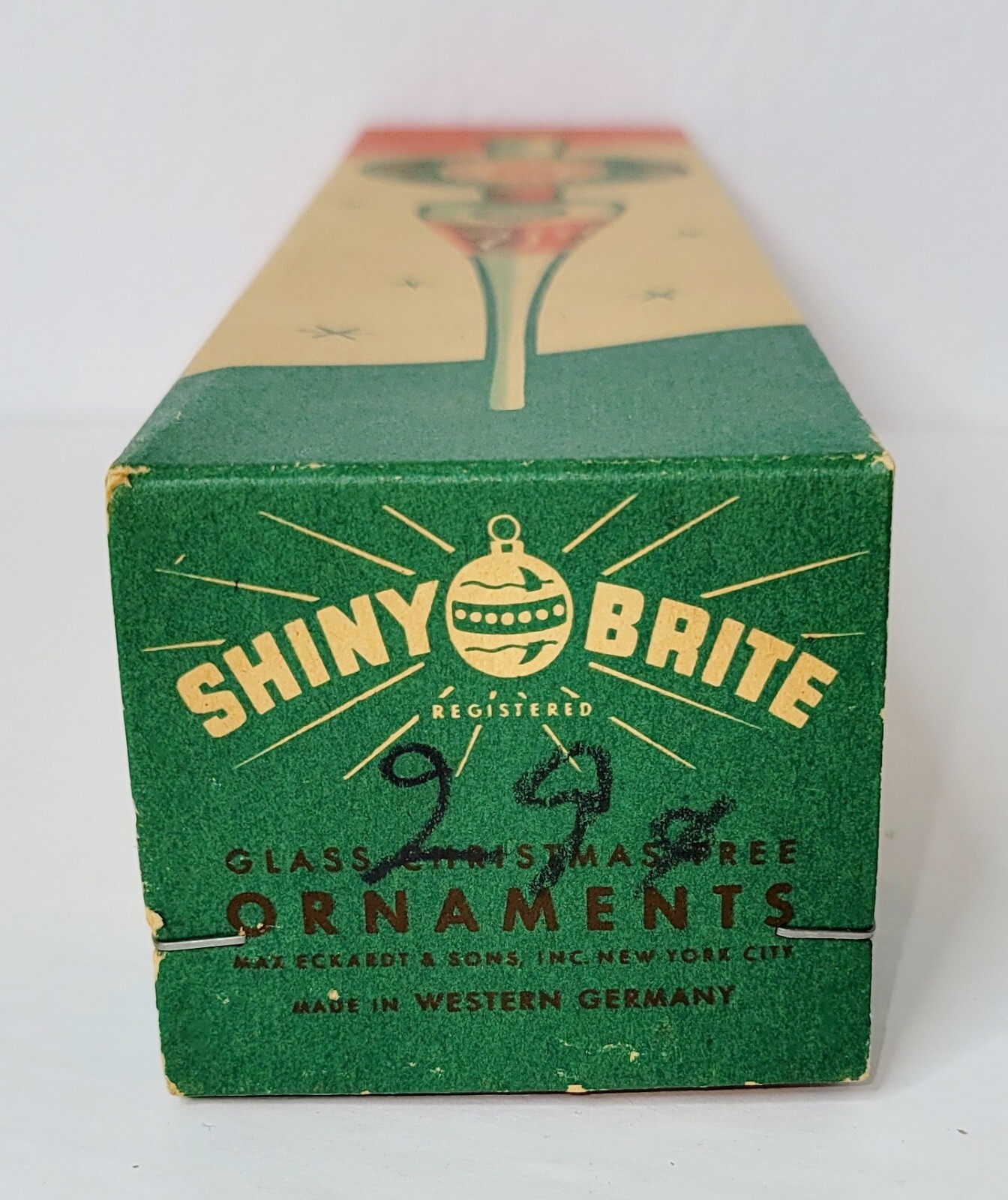 Vintage SHINY BRITE Glass Tree Topper Clear, Blue & Silver Indent N