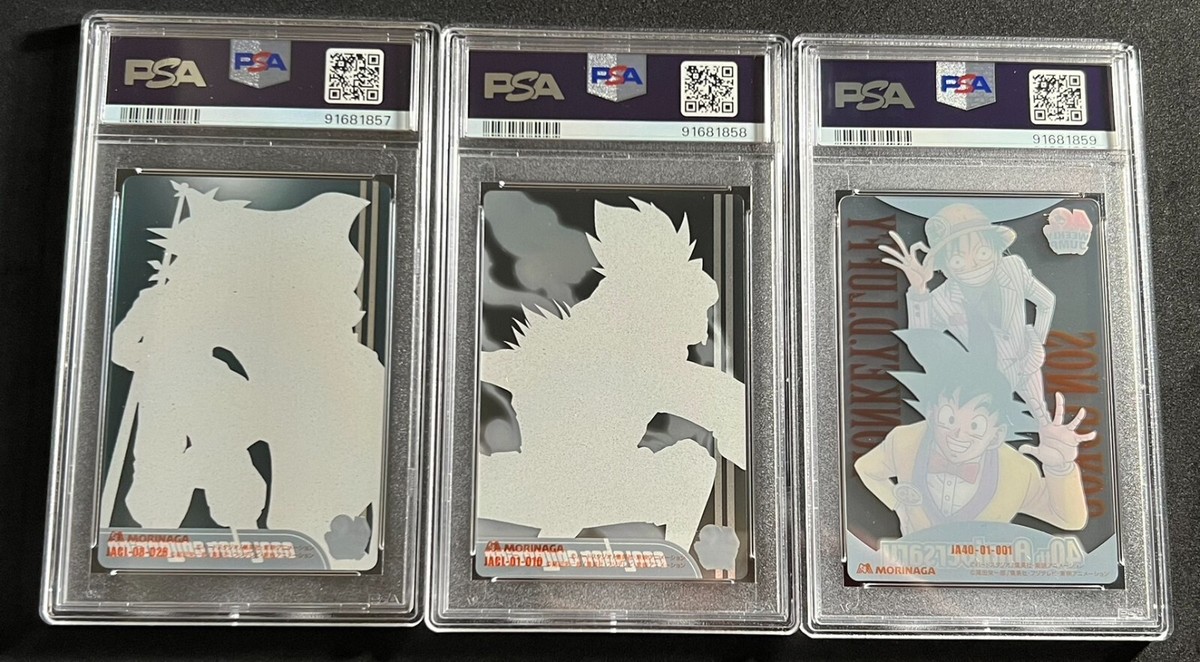 PSA 10 Sequential 3 SET DRAGON BALL X ONE PIECE MORINAGA WAFER
