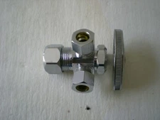 Multi Turn Angle 3 Way Stop Valve LF 3/8" X 3/8" X 5/8" Compression