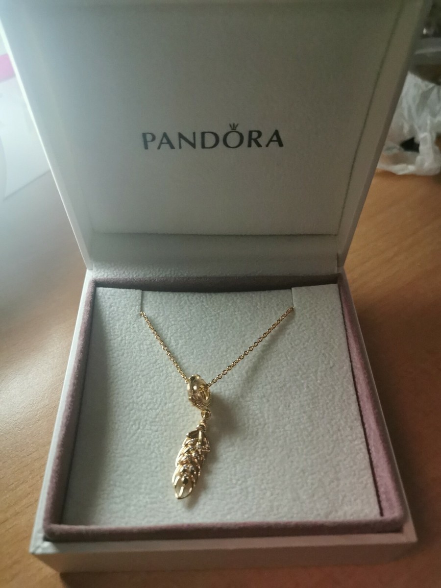 Genuine Pandora gold plated stelring silver necklace with leaf