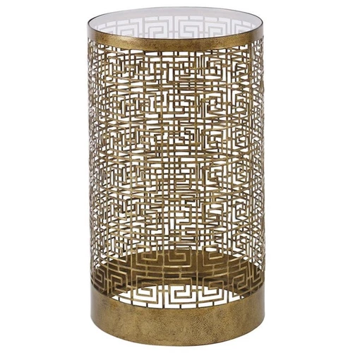 Uttermost Algernon 14" Round Iron and Glass Top Accent End Table in Gold - Picture 1 of 4