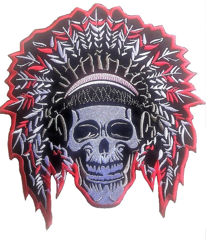 Motorcycle Indian Head Skull Patch Skull Motorbike Biker Jacket Indian Patches