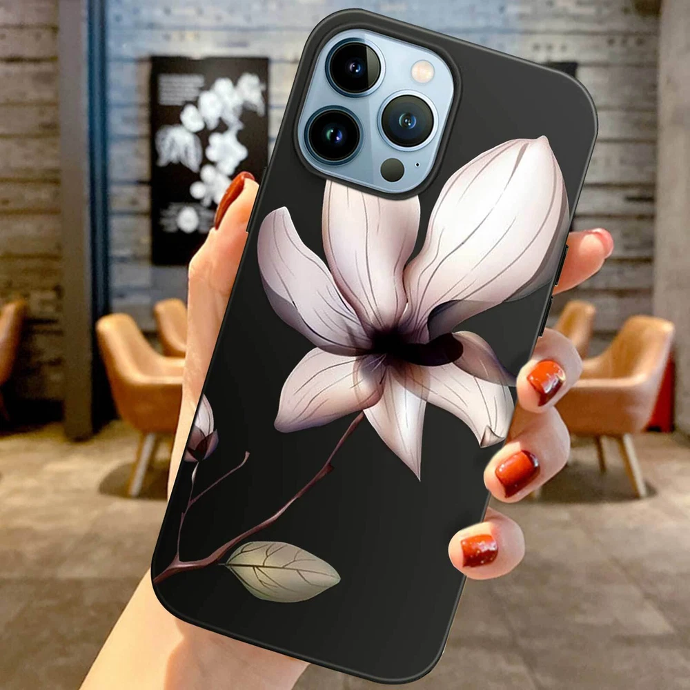 Phone Case For Apple iPhone 14 Pro Max 13 12 15 Flower Lace Protective TPU Cover