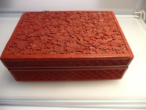 LATE QING - Chinese Carved Cinnabar Red Lacquer Storage Trinket Box