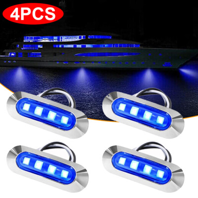 #ad #ad 4x Blue Marine Boat LED Courtesy Lights Cabin Deck Walkway Stair Light 12V 24V $11.99