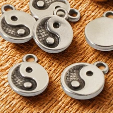 Yin Yang Charm, 6-Pack Mini Silver Balance Symbols, Spiritual Jewelry Making