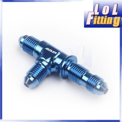 US SHIP AN3 x AN-3 x 3AN Male Aluminum Bulkhead Tee T-piece Fitting Adapter Blue