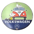 Vintage Volkswagen Sign - Porcelain VW Bus Service Snoopy Gas Sign