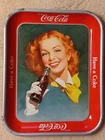 Vintage 1948 Coca Cola Metal Serving Tray Smiling Red Head Girl Having a Coke