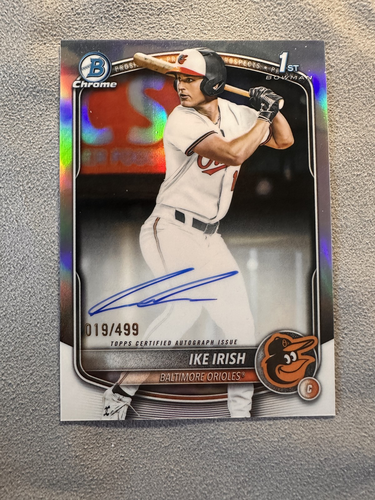 Ike Irish 2025 Bowman Draft #CPA-II Orioles 1st Chrome Refractor #/499 Auto