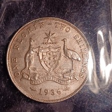 1936 Australia Florin - 1/3 OUNCE SILVER - King Edward VII Free combine Shipping