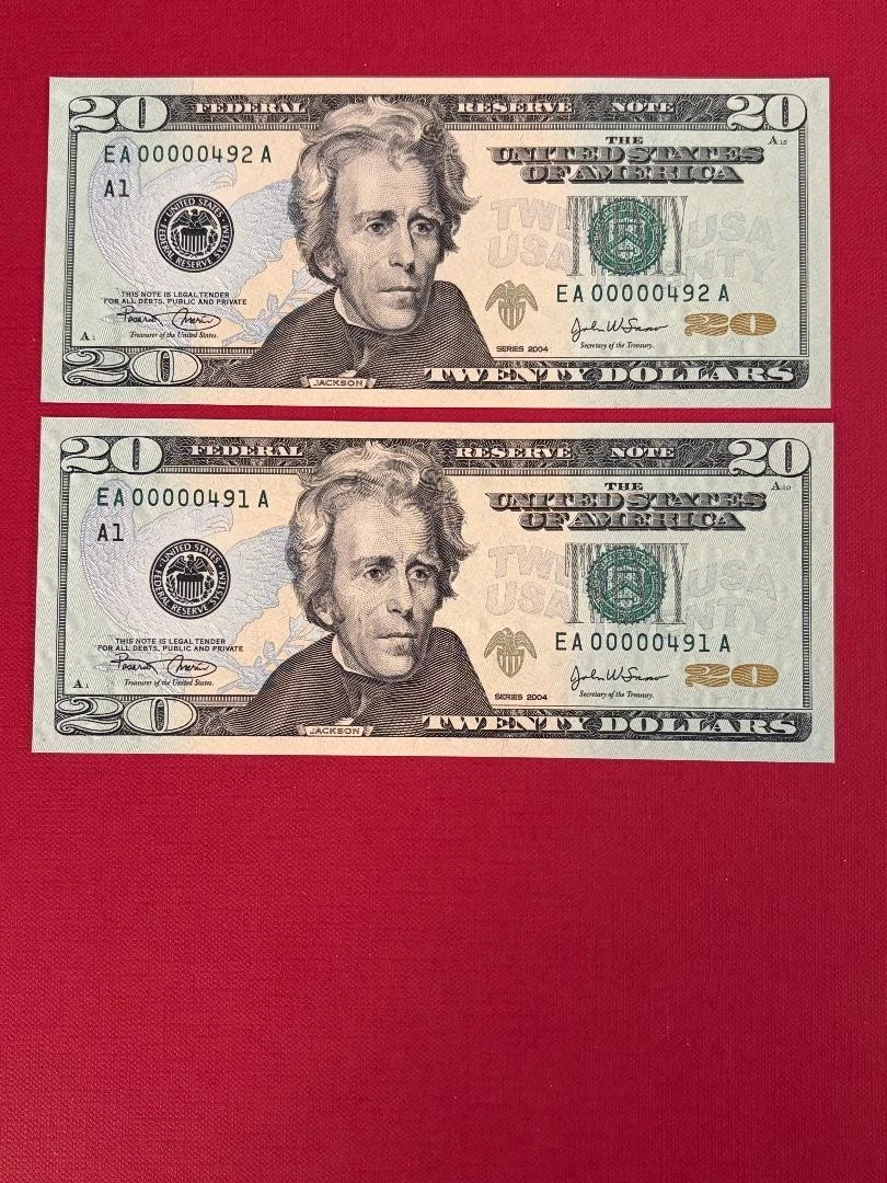 Uncirculated Uncertified $20 US Federal Reserve Small Notes for
