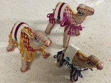 Set of Three Camels Faux Leather Hand Made Figurines