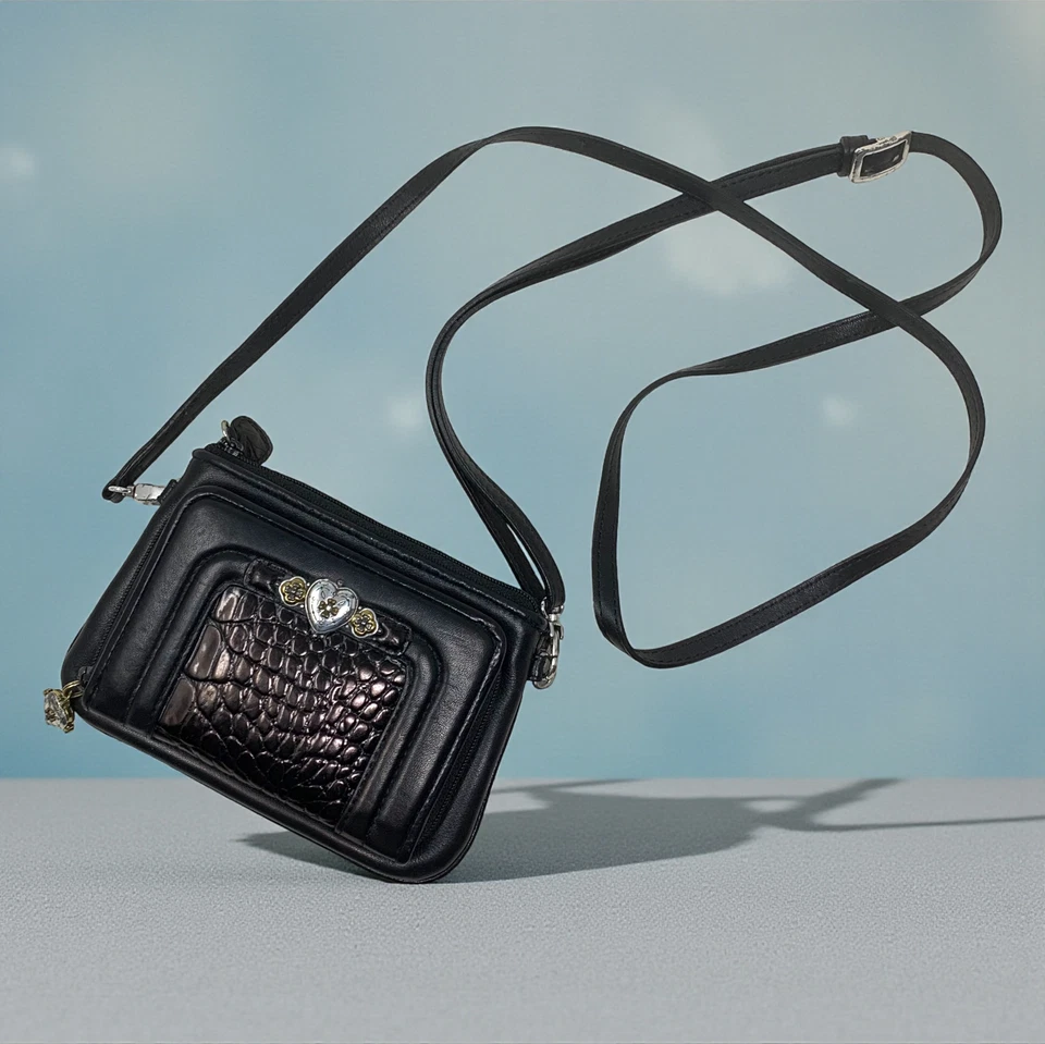 Bandolera de cuero marrón negro Brighton de colección organizadora cartera bolso bolsa Foto 2 de 4