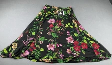 Antthony Colorful Flower Print Gored Skirt Black Multi Size MEDIUM
