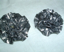 Vintage Pair Silver Silk Flowers High Heel Shoe Clips