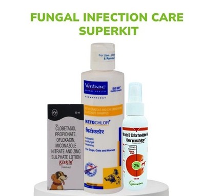 Ketochlor/Dermichlor/Kiskin .Fungal Infection Care SuperKit for Dogs and Cats.