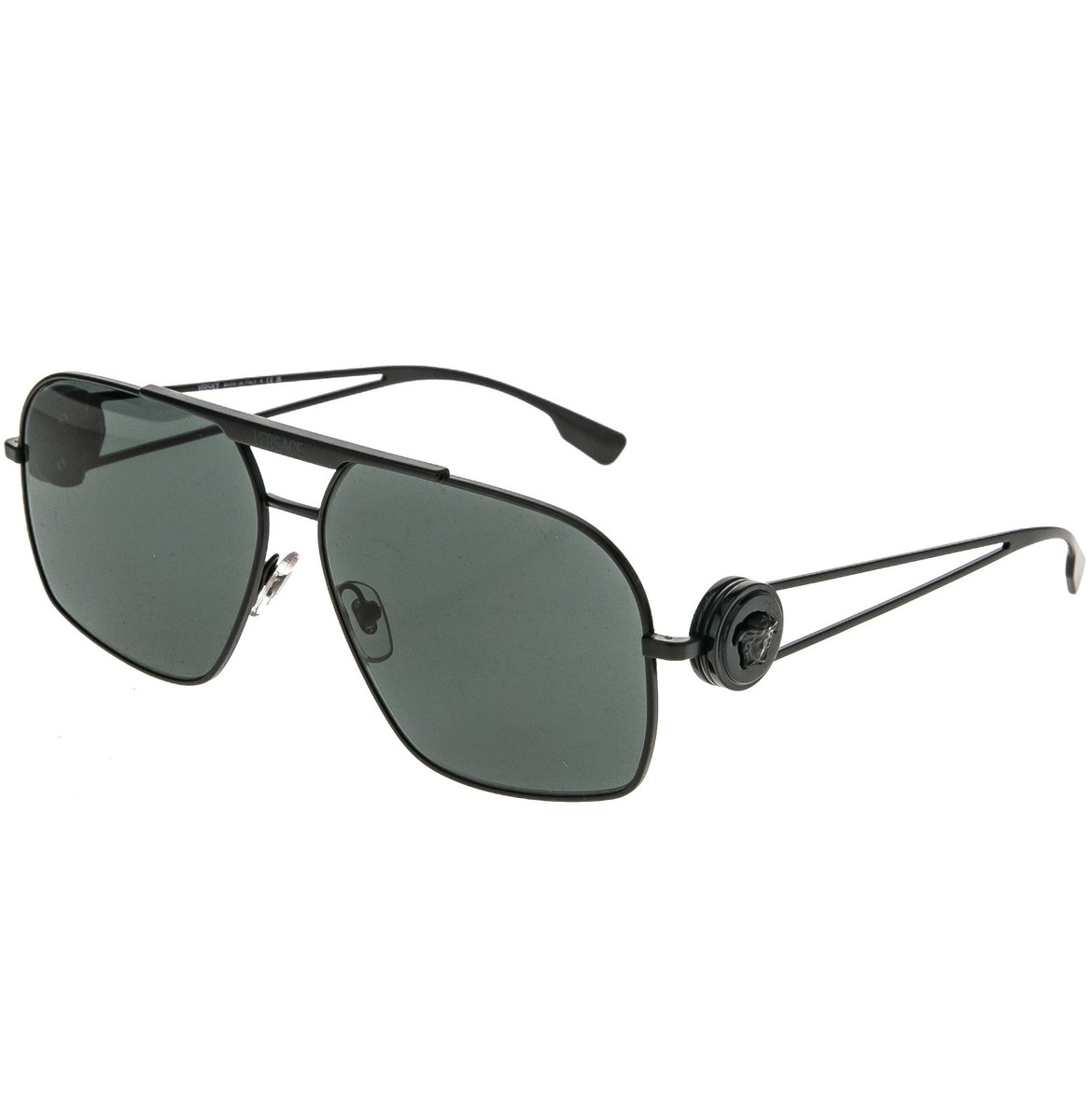 VERSACE VE2269 2269 Medusa NAVIGATOR Matte Black Stud Aviator