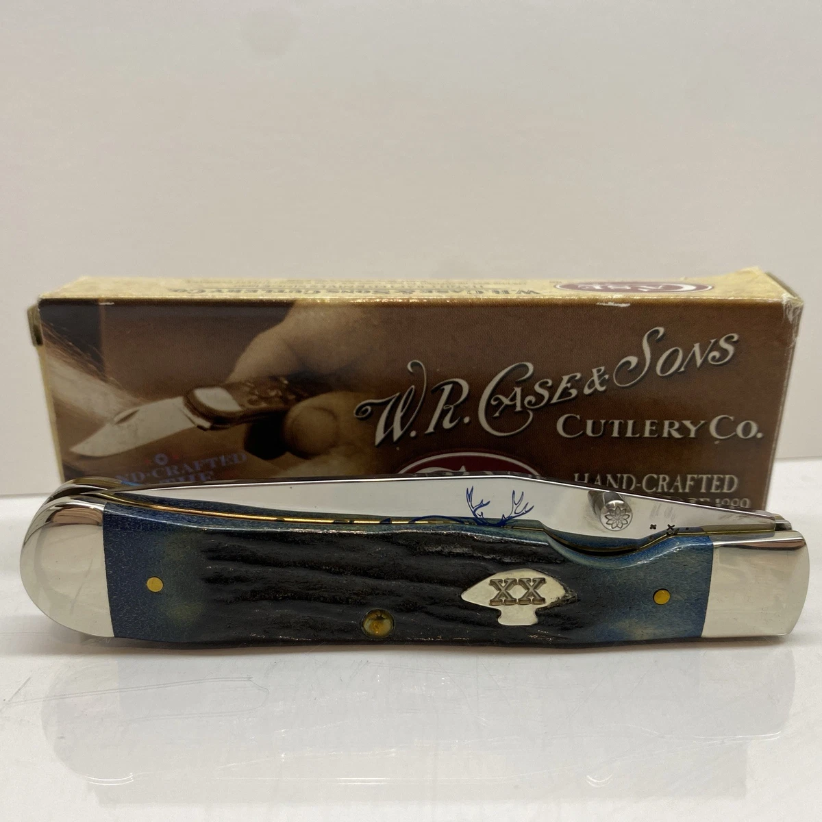 Case XX Stag/Antler Handle Blue Collectible Folding Knives for