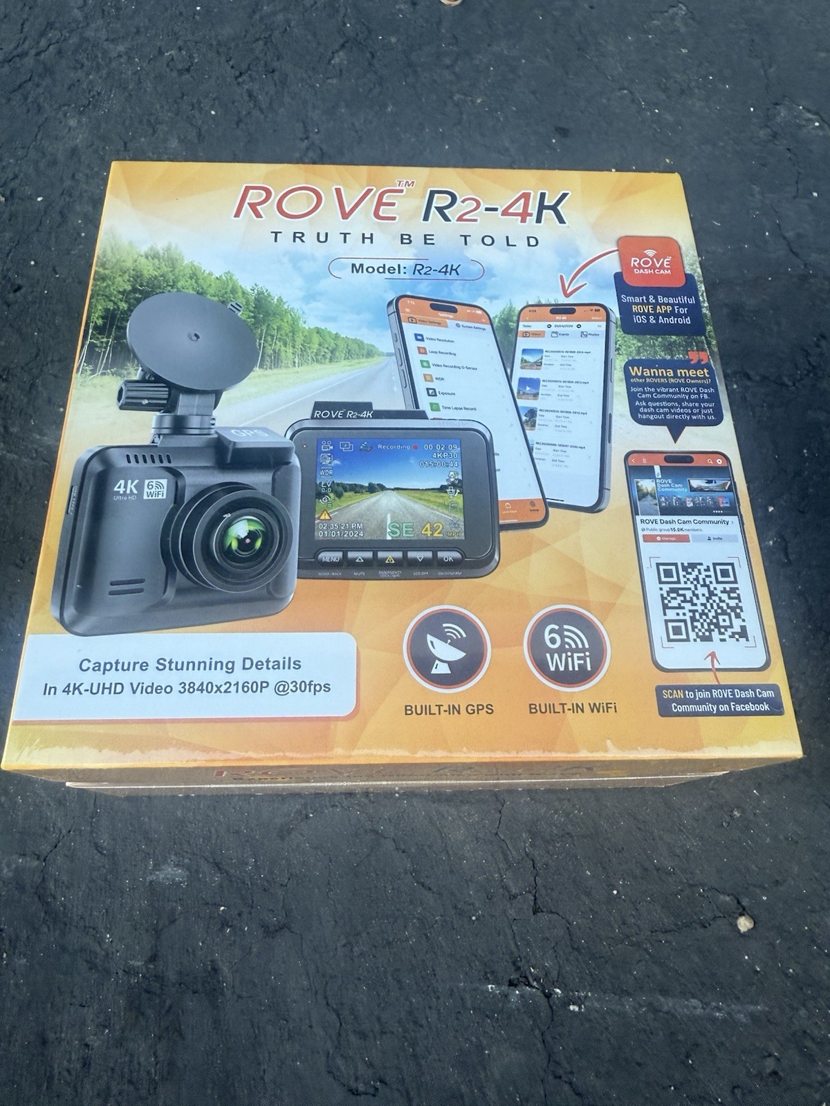 Rove R2-4K Dash Cam for Cars Ultra HD 2160P Dash Camera Built-In Wi-Fi  6 & GPS