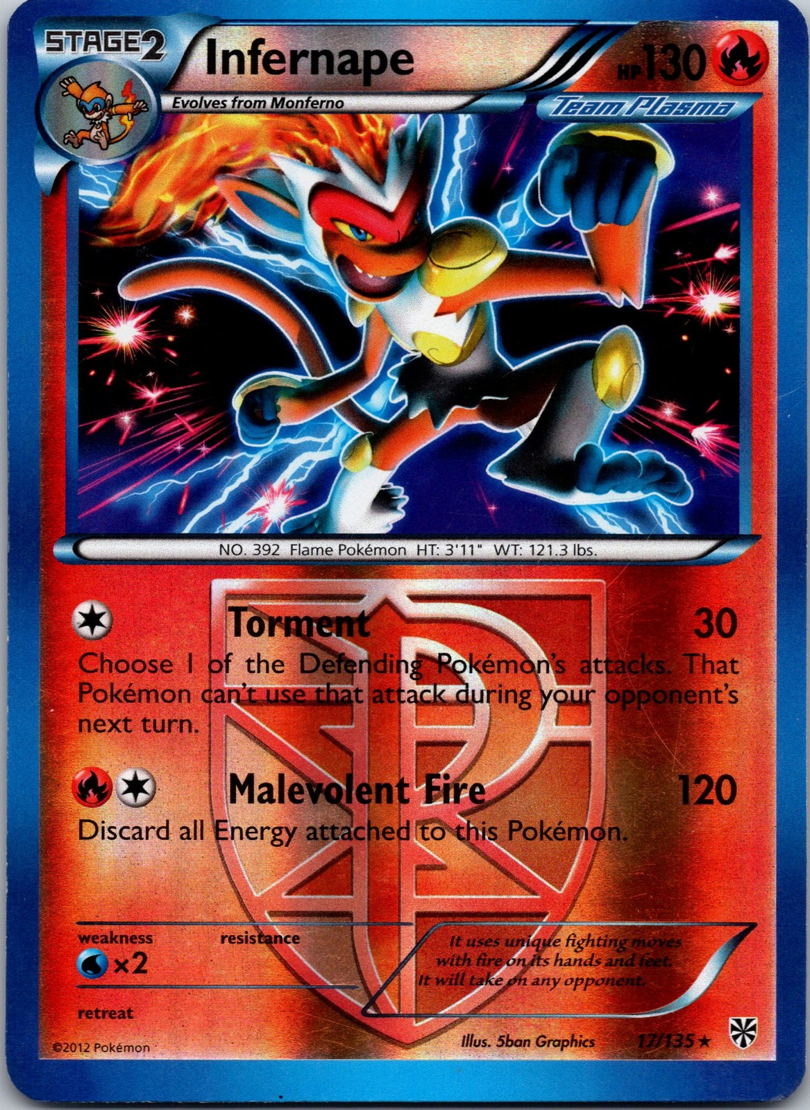 Infernape (Team Plasma) 17/135 Holo Rare Plasma Storm LP Pokemon TCG