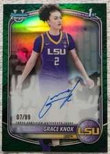2025 26 Bowman Chrome Basketball Grace Knox Green Reptilian Autograph /99
