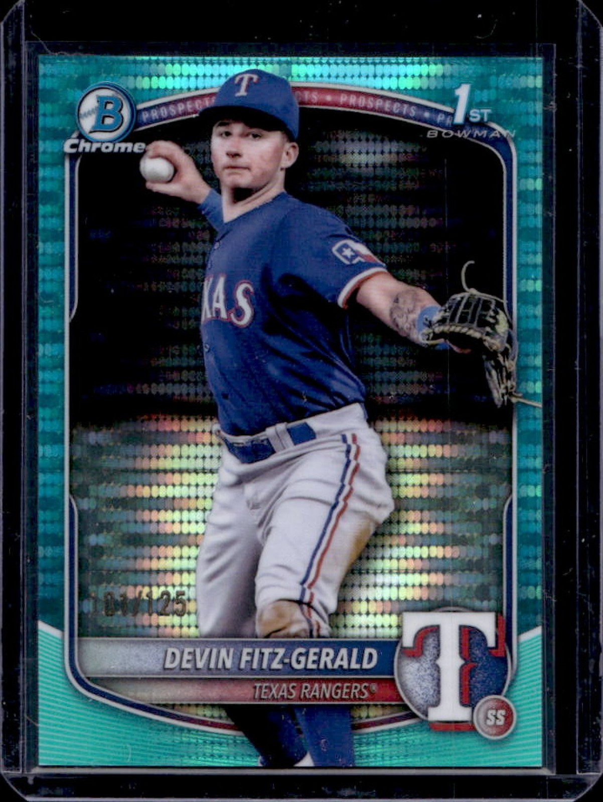 2025 Bowman Chrome Devin Fitz-Gerald Aqua Pulsar Refractor 1st #101/125