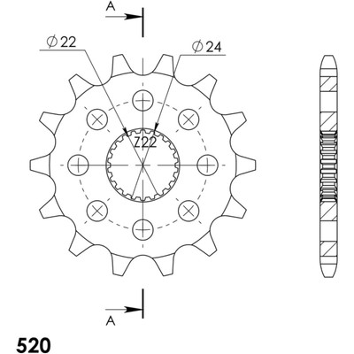 Supersprox Ritzel 520/14Z CST-394 robust und langlebig für Motorräder Aprilia Tu