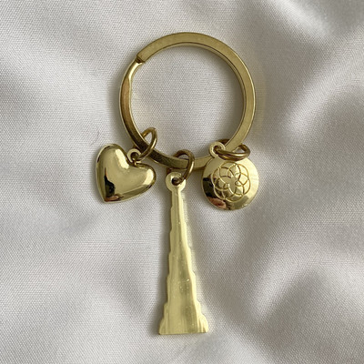 DUBAI Burj Khalifa ‘At The Top’ Gold-Tone Metal Souvenir Keyring With  Charms UAE