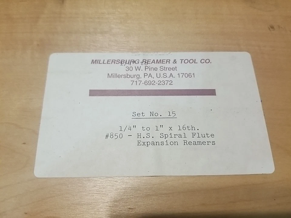 Millersburg R&T Co. Set #15  1/4" to 1" x 16 H.S. Spiral Flute Expansion Reamers - Image 2 of 4