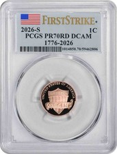 2026-S Lincoln Cent 1776-2026 PR70RD DCAM First Strike PCGS