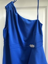 Jessica Howard Royal Blue One Shoulder Ruffle Gown Dress 18W Special Occasion