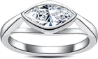 East West Marquise Moissanite Ring 925 Sterling Silver Size 7 Modern Solitaire