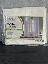 Oakias White Sheer Curtains 100 Polyester 54Wx84L Pack of 2 ,