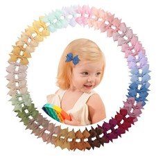 50PCS 2 Inch Baby Hair Bows Clips Fully Lined Grosgrain Ribbon Alligator Set