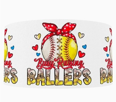 1 inch (1 yard) Softball Baseball Grosgrain Ribbon 1259994 YARDAGE DISCOUNTS***