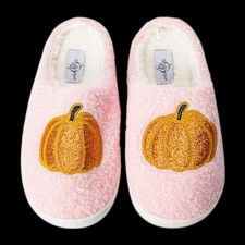 Women  s Halloween Pink Slippers Size 8  Cozy Pumpkin House Shoes   Brand New