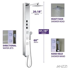ANZZI Shower Head Panel 53", Tower System, Polished Chrome SS (SP-AZ015)
