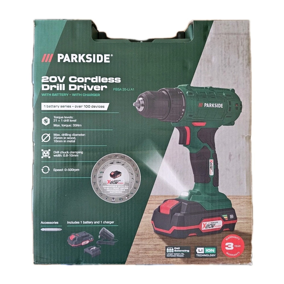 20v Battery Parkside Cordless Drill Charger Parkside 20V Cordless