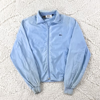 Vintage 70s 80s Lacoste Windbreaker Full Zip Jacket Large Faded Blue DISTRESSED