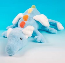 XXL Plüschdrache 60/80/100 cm Kuscheltier Blau mit Flügeln Geschenk Weich Süß