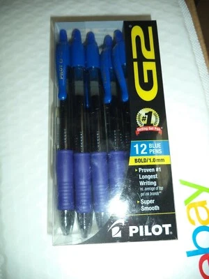 Pilot G2 Retractable Premium Gel Ink Roller Ball Pens, 1.0 Bold, Blue, 12 Count