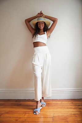 New Free People Larissa Set Size 12 MSRP: $168 Top and Pants white