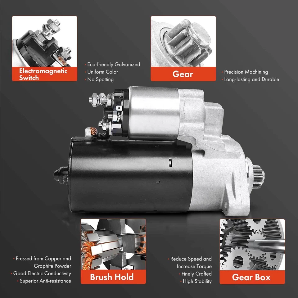 Starter Motor for Porsche Cayenne 2008 2009 2010 V8 4.8L 2.0KW CW 12V 10Teeth - Image 4 of 4