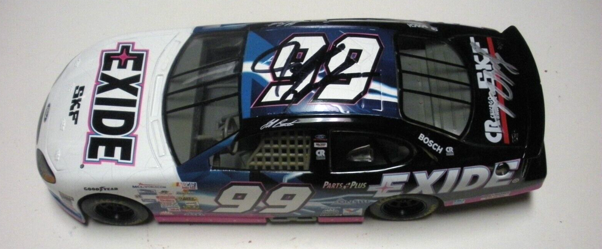 JEFF BURTON AND JACK ROUSH EXIDE W/COA SIGNED 1/24 NASCAR DIECAST